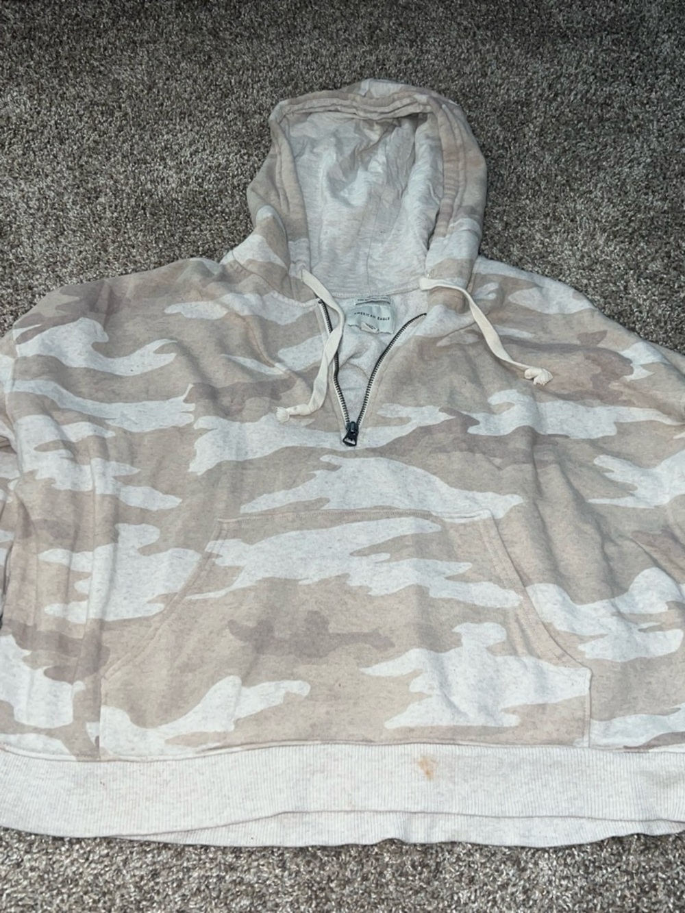 American Eagle Light Gray Zip Hoodie with Soft Fleece